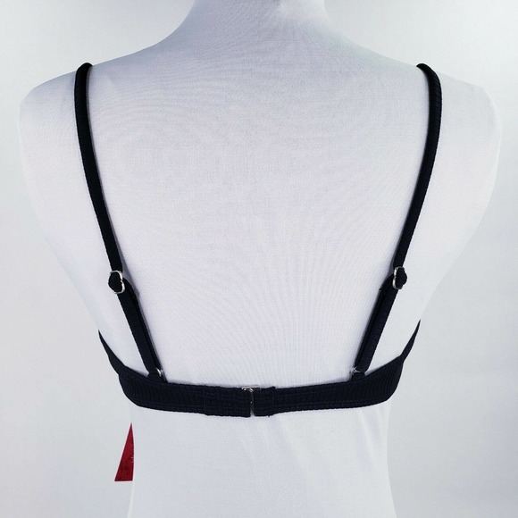 Xhilaration Bikini Swim Top Black Ribbed Juniors 3/5 Womens XS 0/2 - Picture 3 of 9